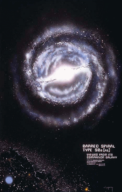 'Barred Spiral Galaxy from Encyclopedia Galactica' Giclee print by Jon Lomberg