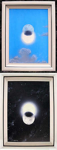 Blue Sky Eclipse / Eclipse From Orbit (Set of 2 Paintings)